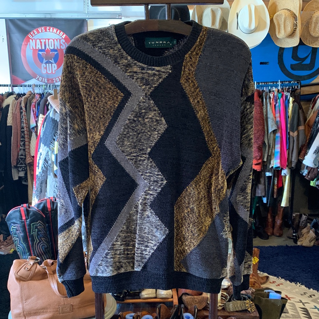 Vintage Tundra Men's Zigzag Sweater - Black And Brown
